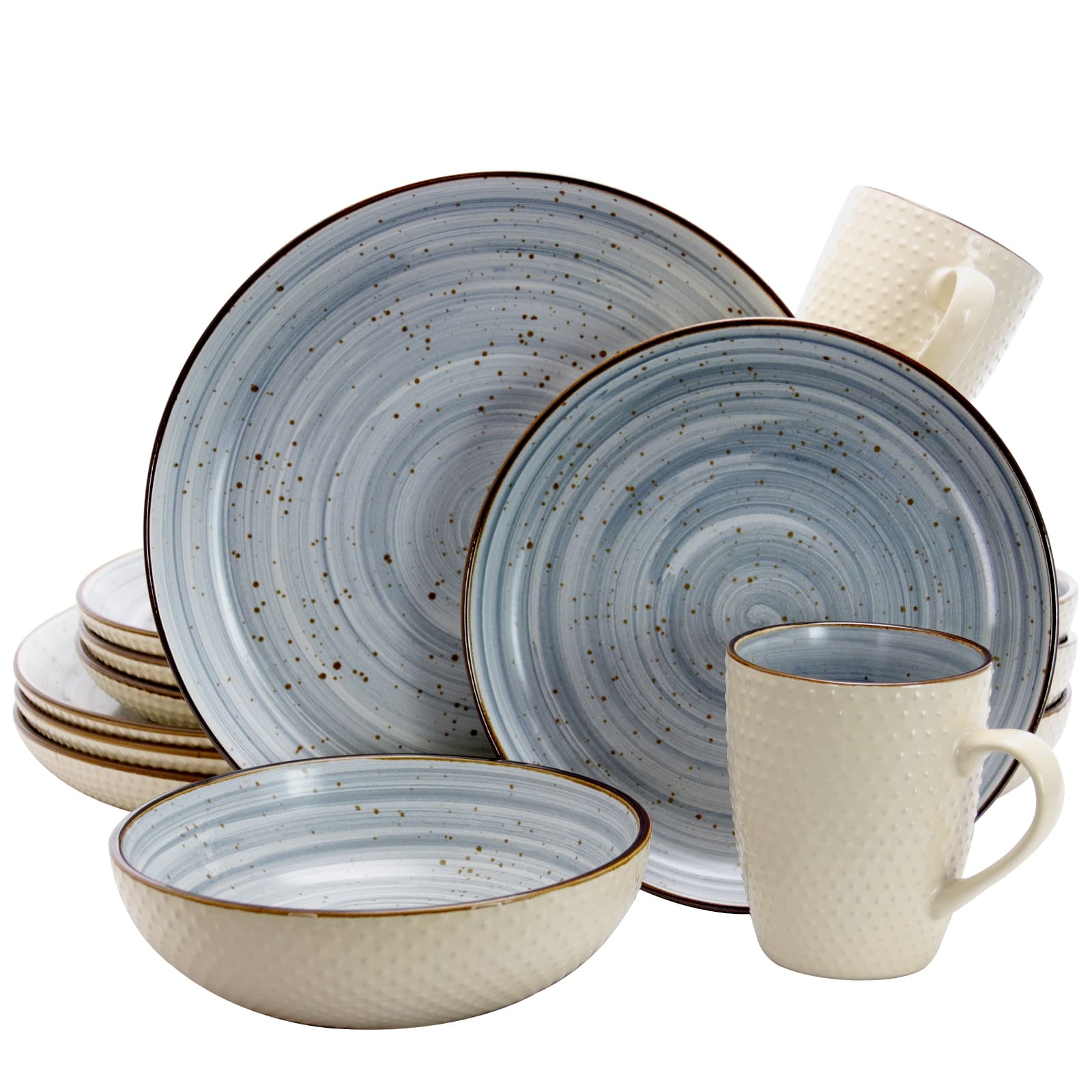 Alt View 2. Elama - Elama Mellow 16-Piece Dinnerware Set in Powder Blue - Powder Blue.