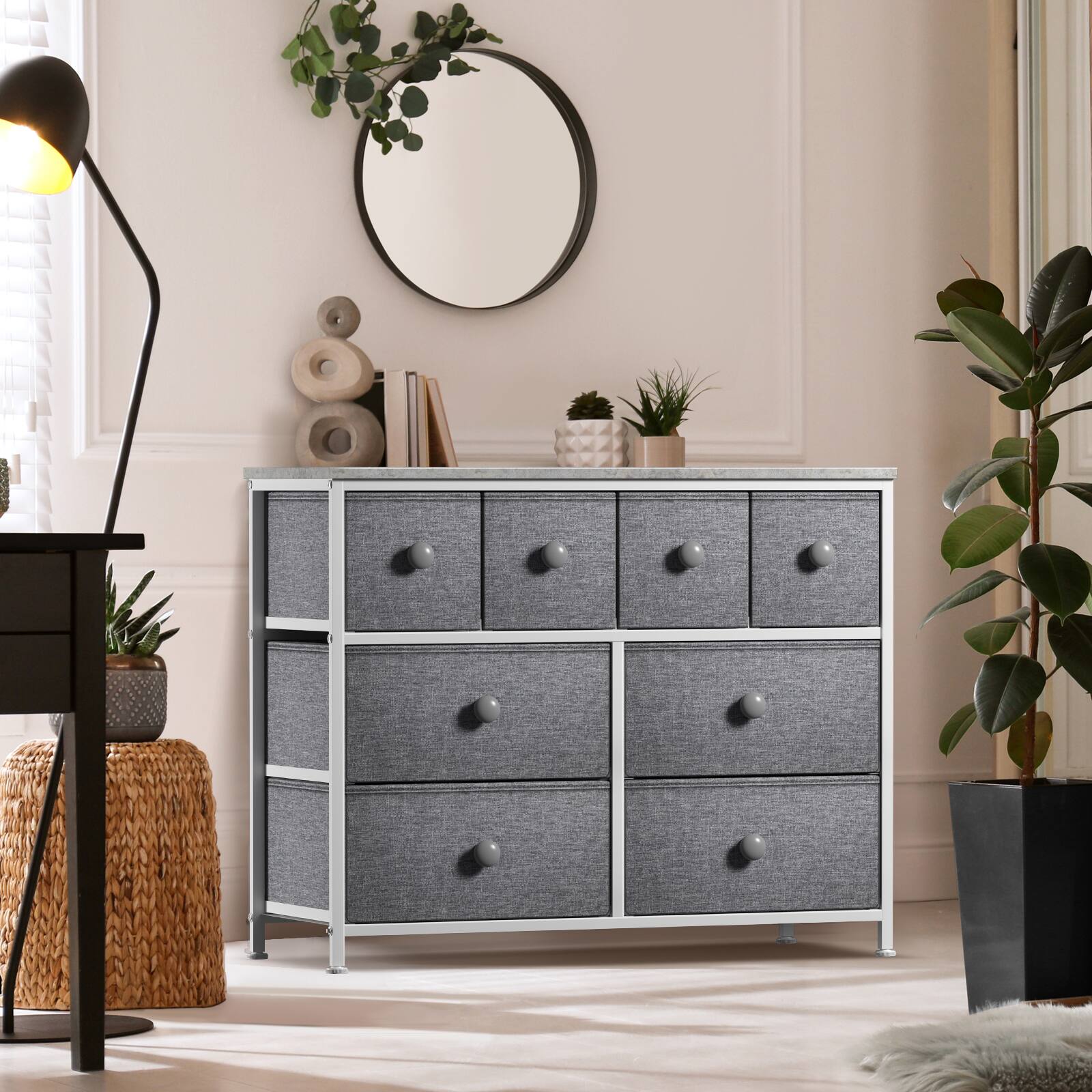 Alt View 2. Sorbus - Sorbus 8 Drawer Fabric Dresser for Bedroom, Hallway Fabric Bins - Grey.