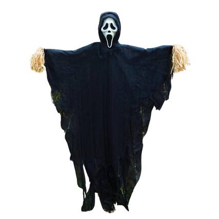 Front. Funworld - Ghost Face 5 Foot Scarecrow Halloween Decor - Black.