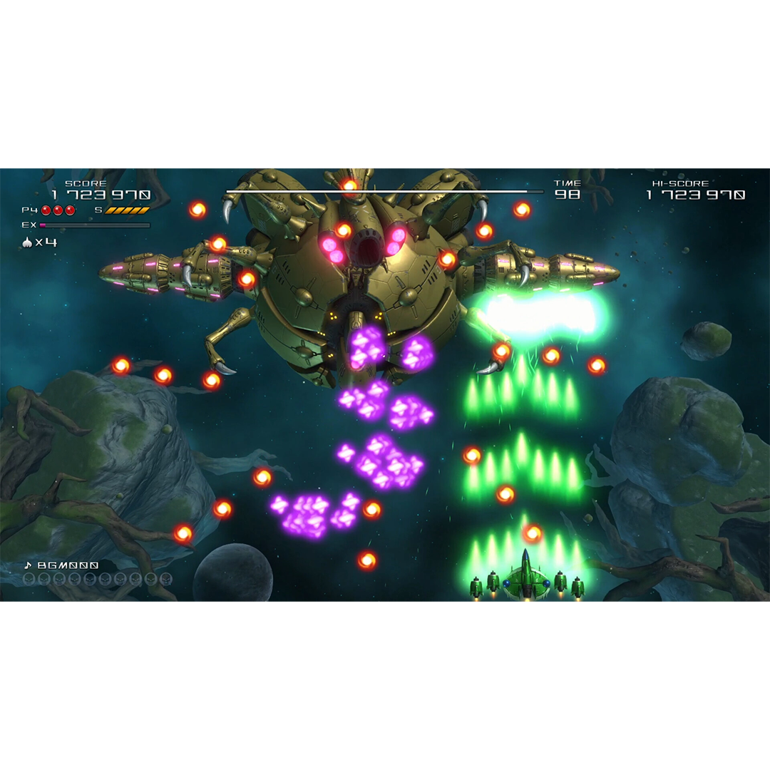 SCORE 1 723 970  
TIME 98  
HI-SCORE 1 723 970  
P4 S  
EX x4  
BGM008