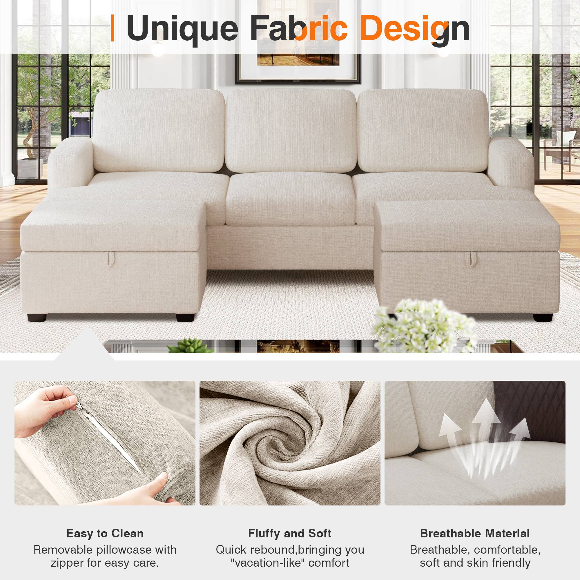 Unique Fabric Design

Easy to Clean
Removable pillowcase with zipper for easy care.

Fluffy and Soft
Quick rebound, bringing you "vacation-like" comfort

Breathable Material
Breathable, comfortable, soft and skin friendly