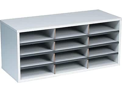 Fellowes - 12-Compartment Literature Organizers, 29" x 12.94" - Dove Gray