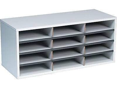 Front. Fellowes - Fellowes 12-Compartment Literature Organizers, 29" x 12.94", Dove Gray (25004) - Dove Gray.