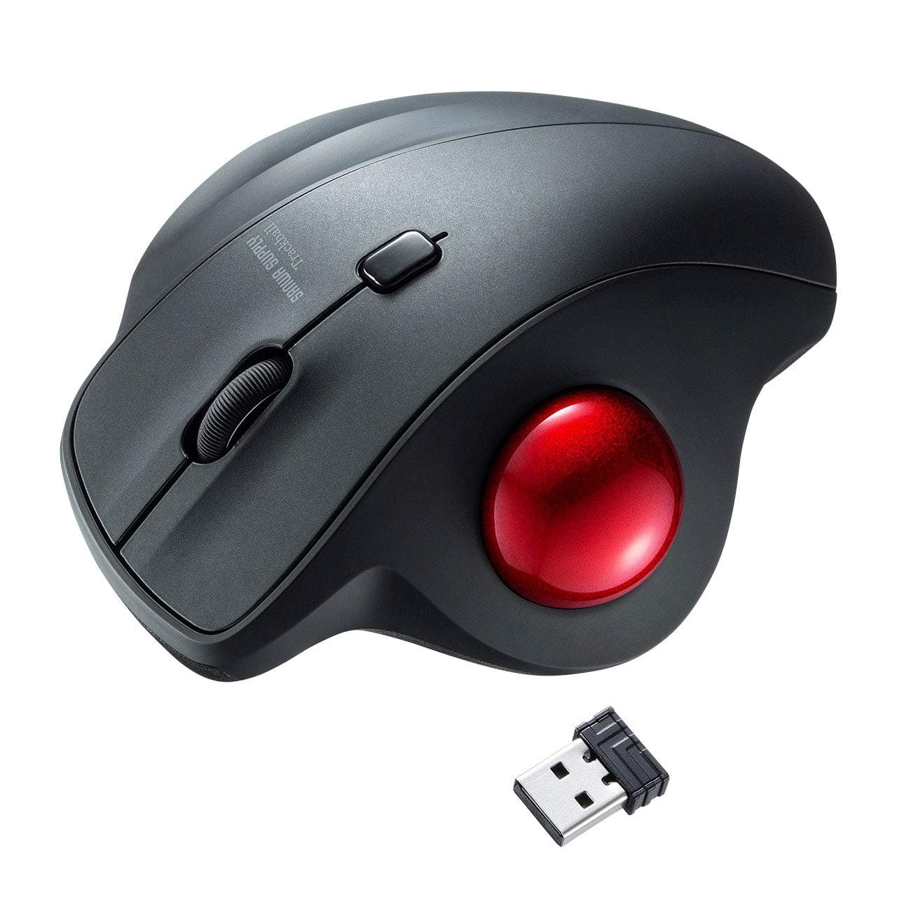 HM 1810 - Trackball Mouse Optical Vertical Rollerball Mice Silent Buttons 34mm Compatible With Macbook Laptop Compute - Wired - Red