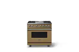 Viking - 36"W. 4 Burner Pro 5 Series 5.6 Cu. Ft. Freestanding Sealed LP Dual Fuel Convection Range/Griddle - Golden Hour - Golden Hour
