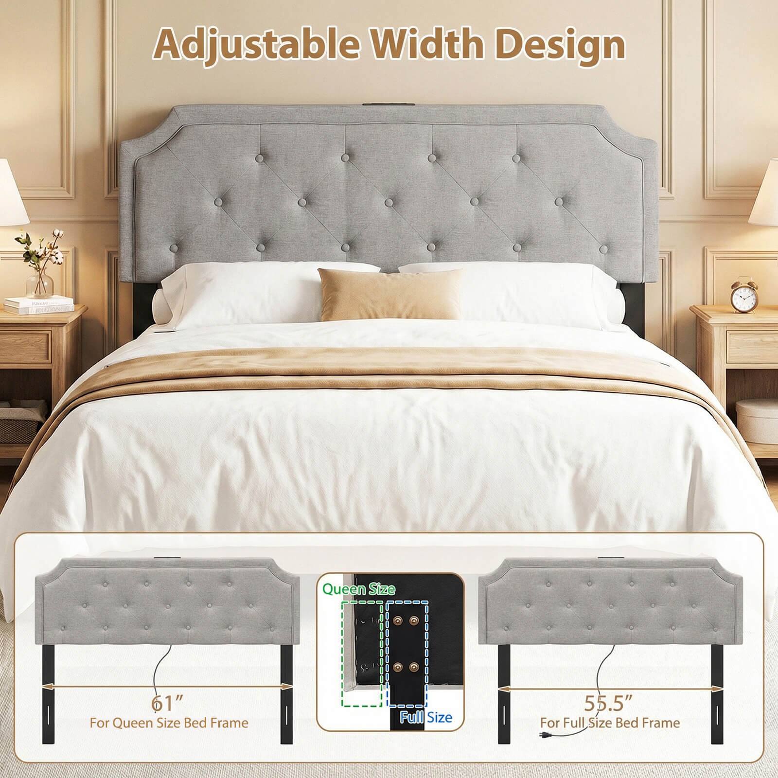 Adjustable Width Design

Queen Size 61" For Queen Size Bed Frame

Full Size 55.5" For Full Size Bed Frame