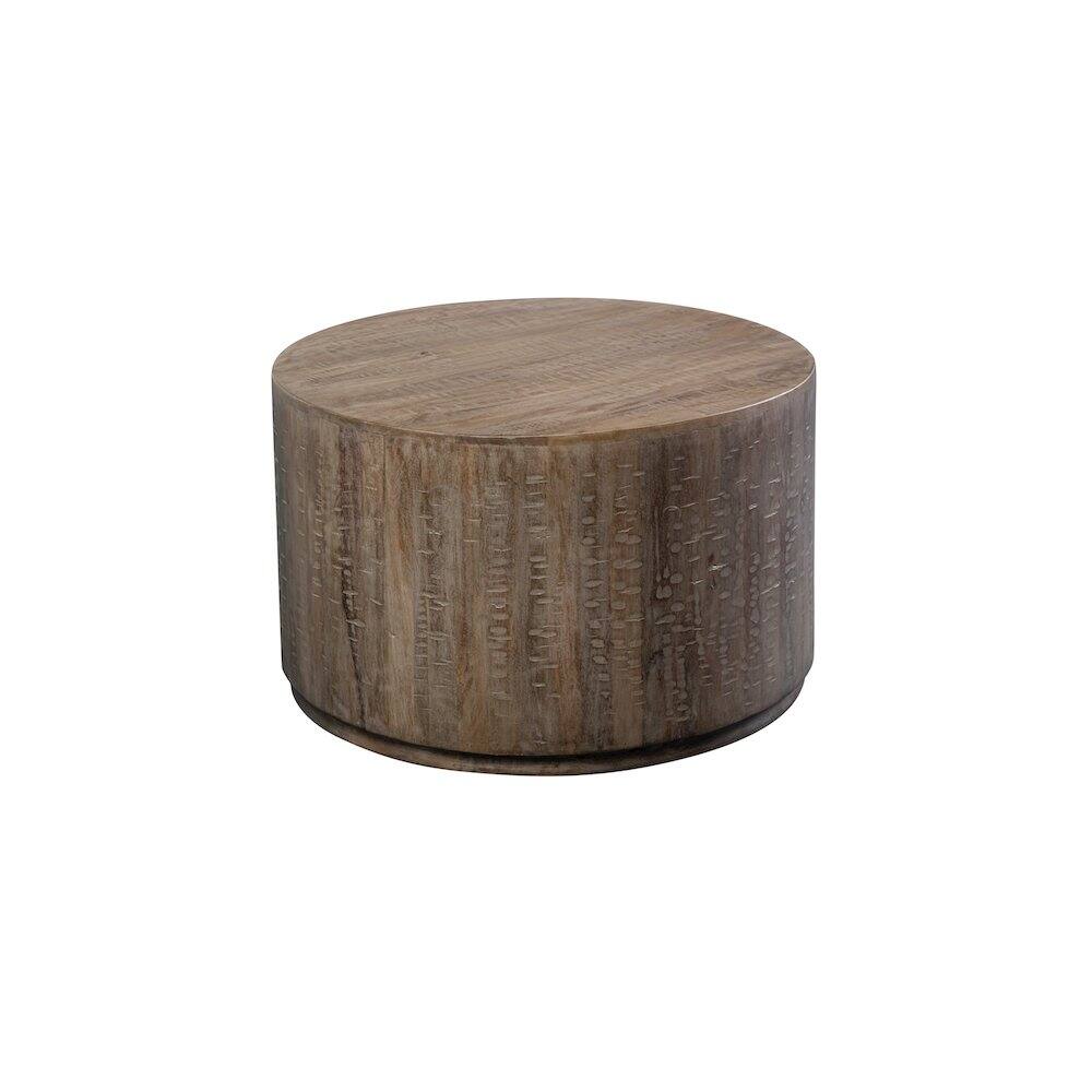 Left. Porter Designs - Drum Gray Wash Mango Wood Coffee Table - Gray.