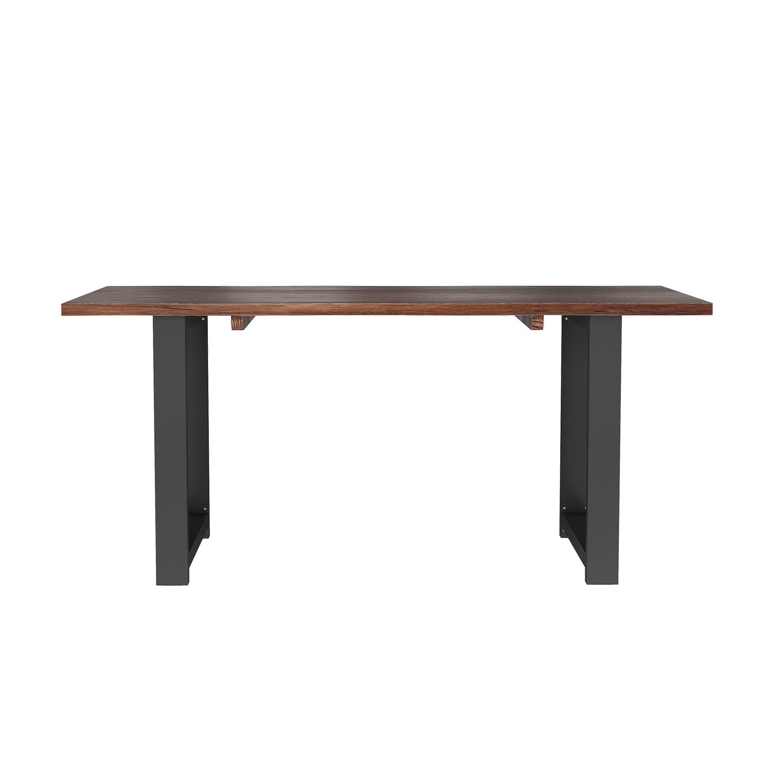 Alt View 7. Famapy - Industrial Solid Wood Desk with Steel Legs – 441LBS Weight Capacity, 63" Workbench for Office, Studio, Workshop - Walnut.