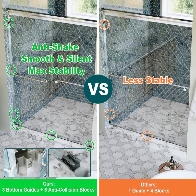 Anti-Shake Smooth & Silent Max Stability VS Less Stable

Ours: 3 Bottom Guides + 6 Anti-Collision Blocks

Others: 1 Guide + 4 Blocks