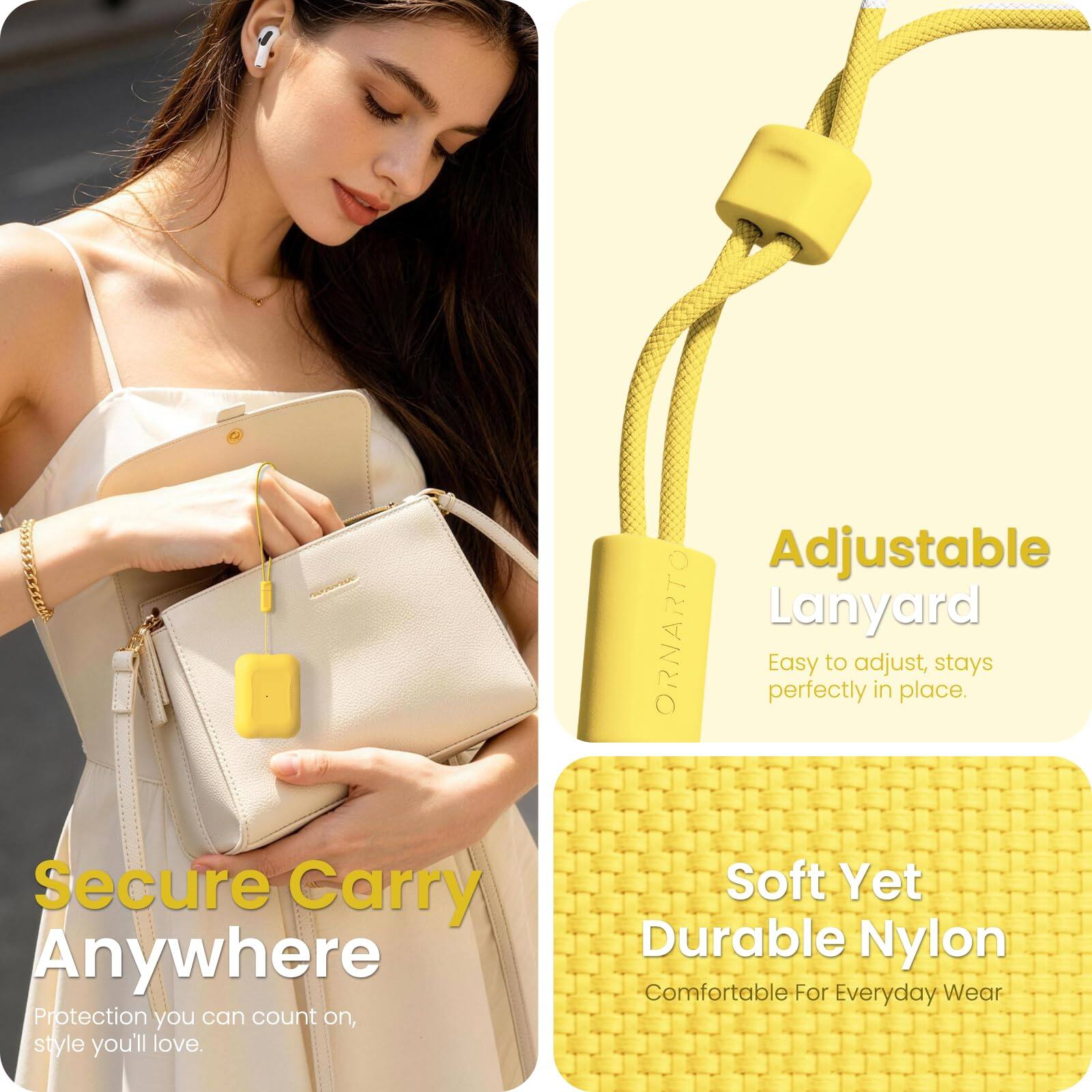 Adjustable Lanyard  
Easy to adjust, stays perfectly in place.  
Secure Carry Anywhere  
Protection you can count on, style you'll love.  
Soft Yet Durable Nylon  
Comfortable For Everyday Wear