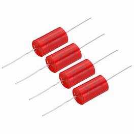 Unique Bargains - 4pcs 1uf Frequency Divider Capacitor, 250V Axial Audio Speaker Crossover MKP Film Capacitor - Red