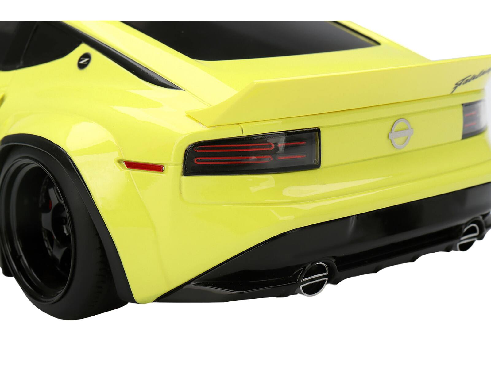 Alt View 1. Top Speed - Nissan Z (RZ34) "Pandem" Ikazuchi Yellow with Matt Black Hood 1/18 Model Car by Top Speed - Yellow with Matt Black.