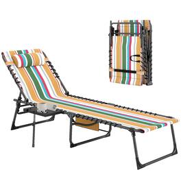 Outsunny - Folding Chaise Lounge Chair Outdoor Tanning Chair with Side Table, 5-Level Adjustable Beach Lounge Chair with Headrest - Mixed Color