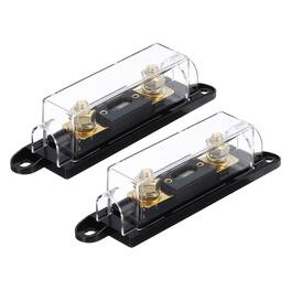 Unique Bargains - 2 Sets 250A 32V ANL Fuse Holder Kit with 250A Fuse, 0/2/4/8 Gauge AWG Inline Fuse Block for Car Audio - Black Gold