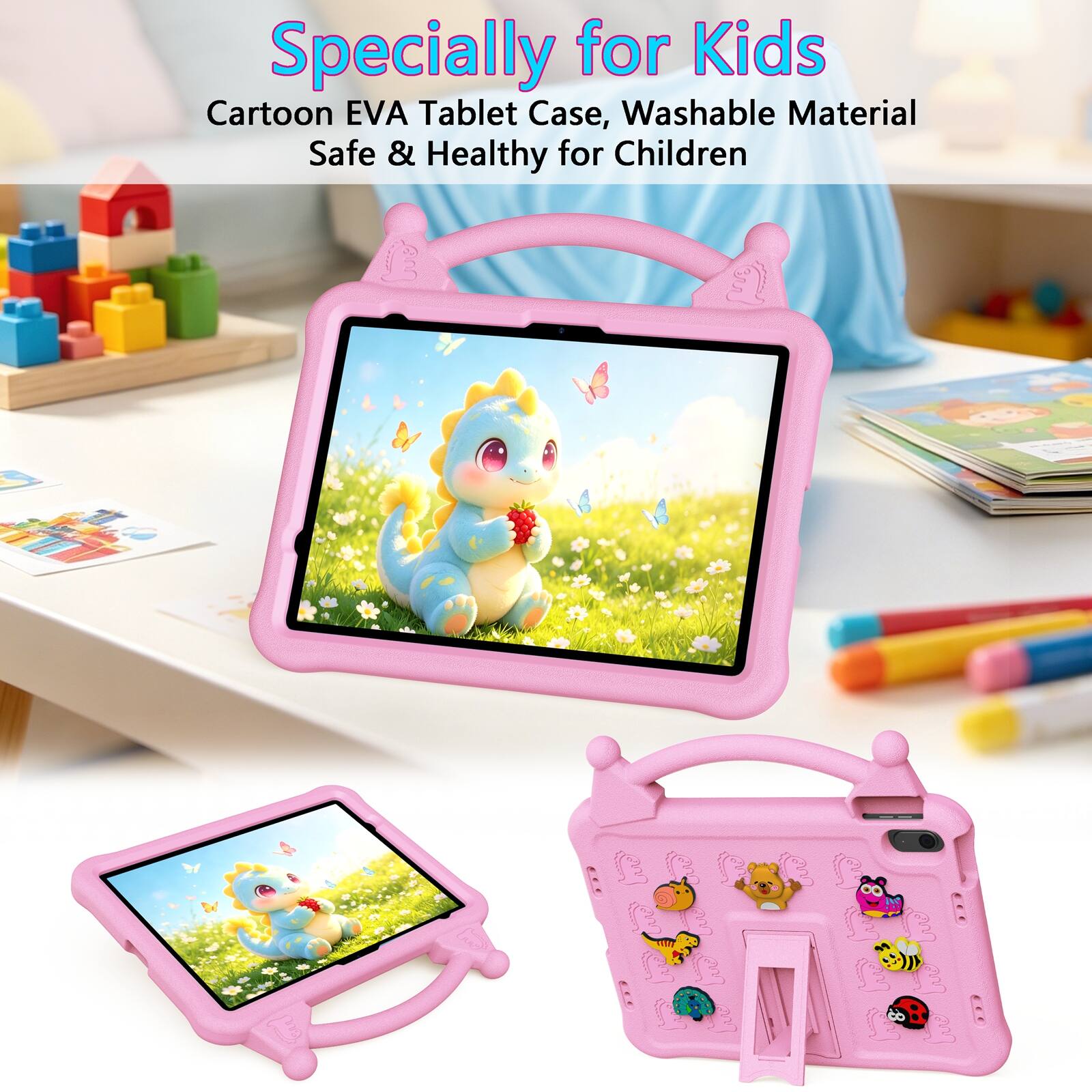 Specially for Kids  
Cartoon EVA Tablet Case, Washable Material Safe & Healthy for Children