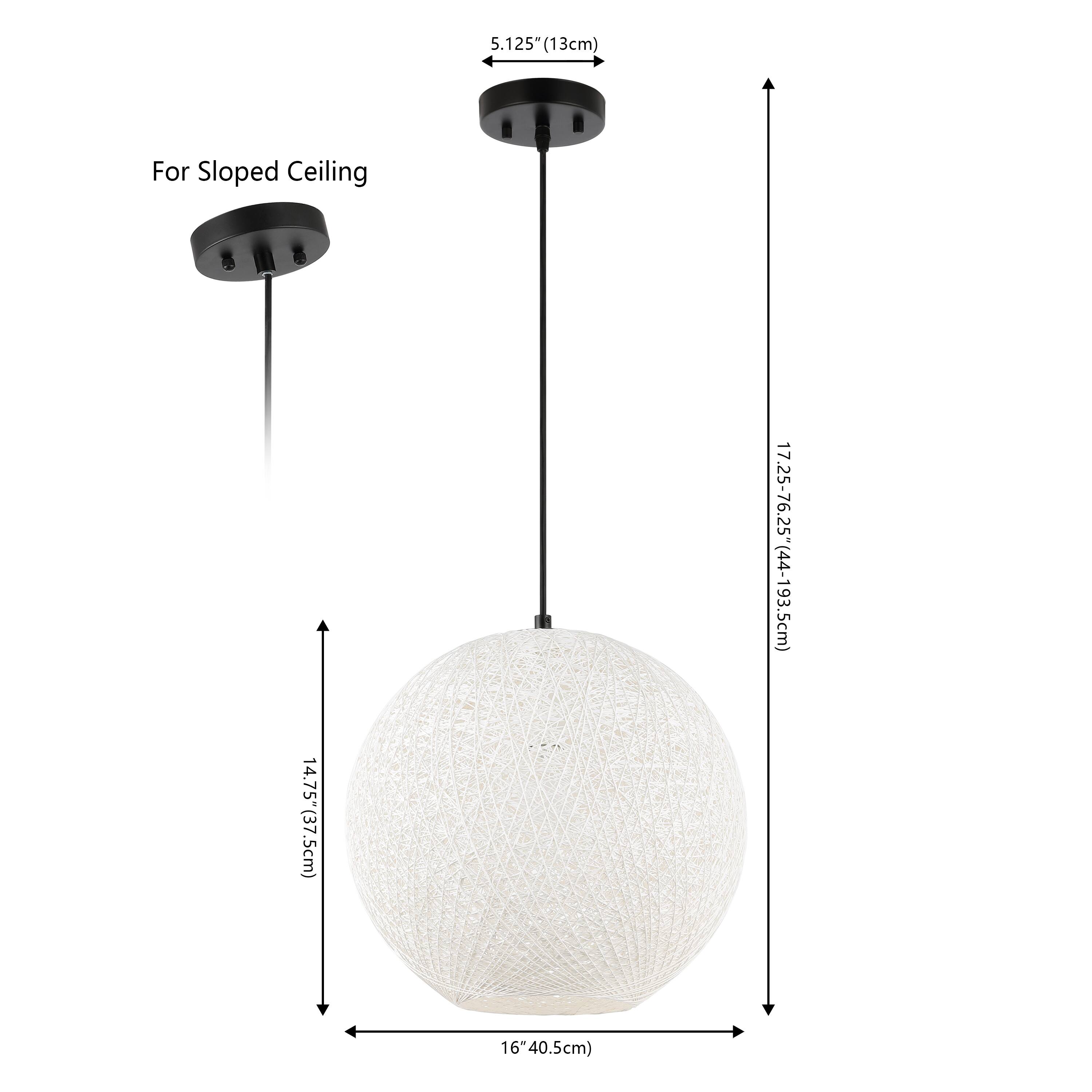 5.125" (13cm) For Sloped Ceiling  
14.75" (37.5cm)  
17.25-76.25" (44-193.5cm)  
16" (40.5cm)