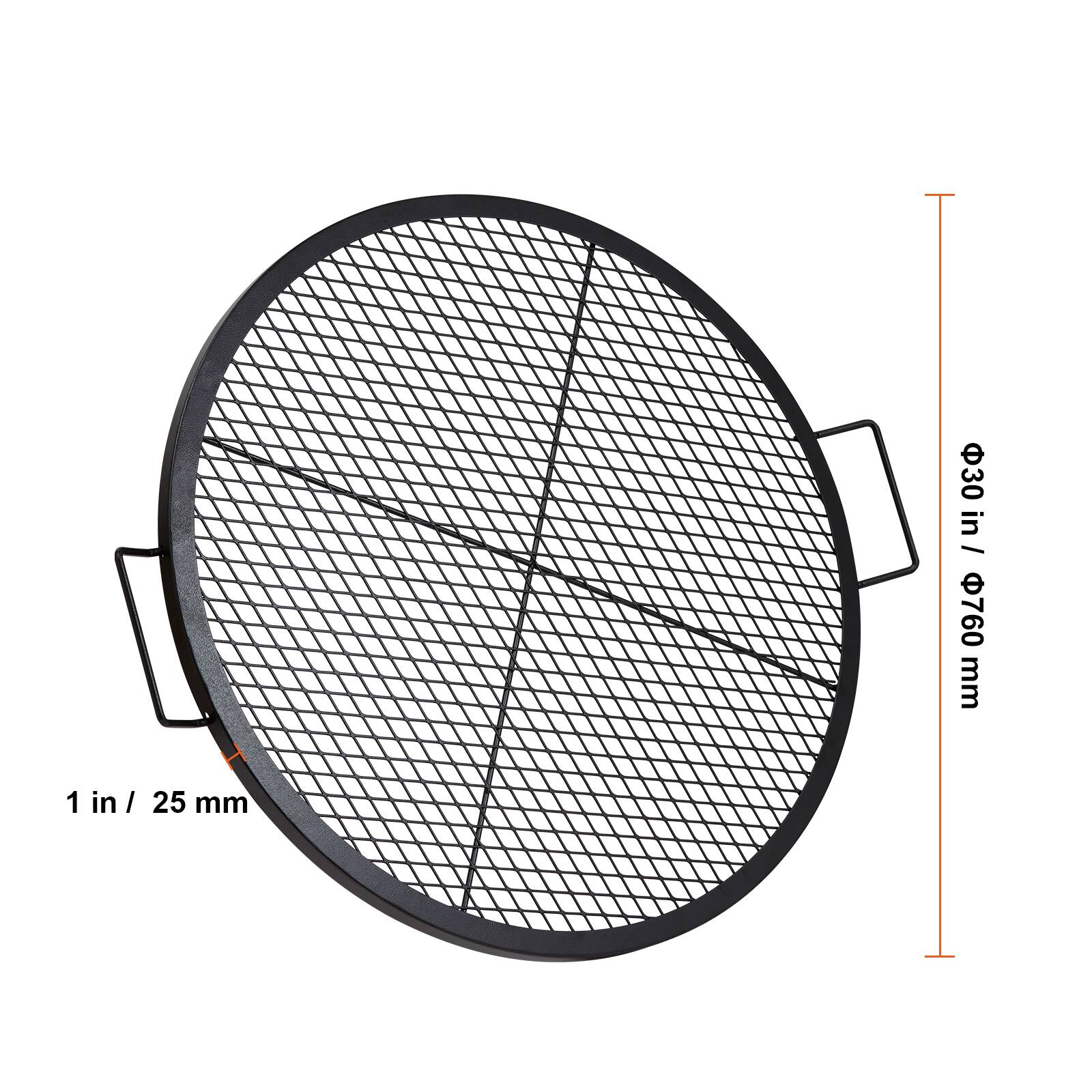 Alt View 4. VEVOR - X-Marks Fire Pit Grill Grate,Round Cooking Grate,Heavy Duty Steel Campfire BBQ Grill Grid with Handle and Support X Wire - Black.