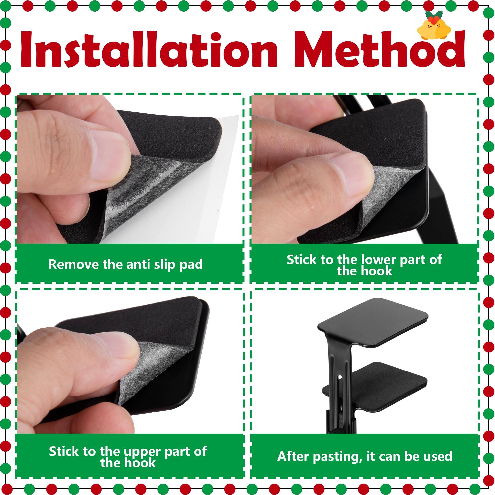 Installation Method

1. Remove the anti slip pad
2. Stick to the lower part of the hook
3. Stick to the upper part of the hook
4. After pasting, it can be used