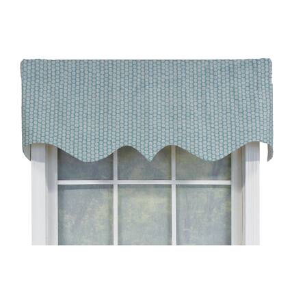 Front. RLF Home - RLF Home Circles Regal 100% Cotton with Fully Lined 3" Rod Pocket Valnance for Windows 50" x 17" Spa - Spa.