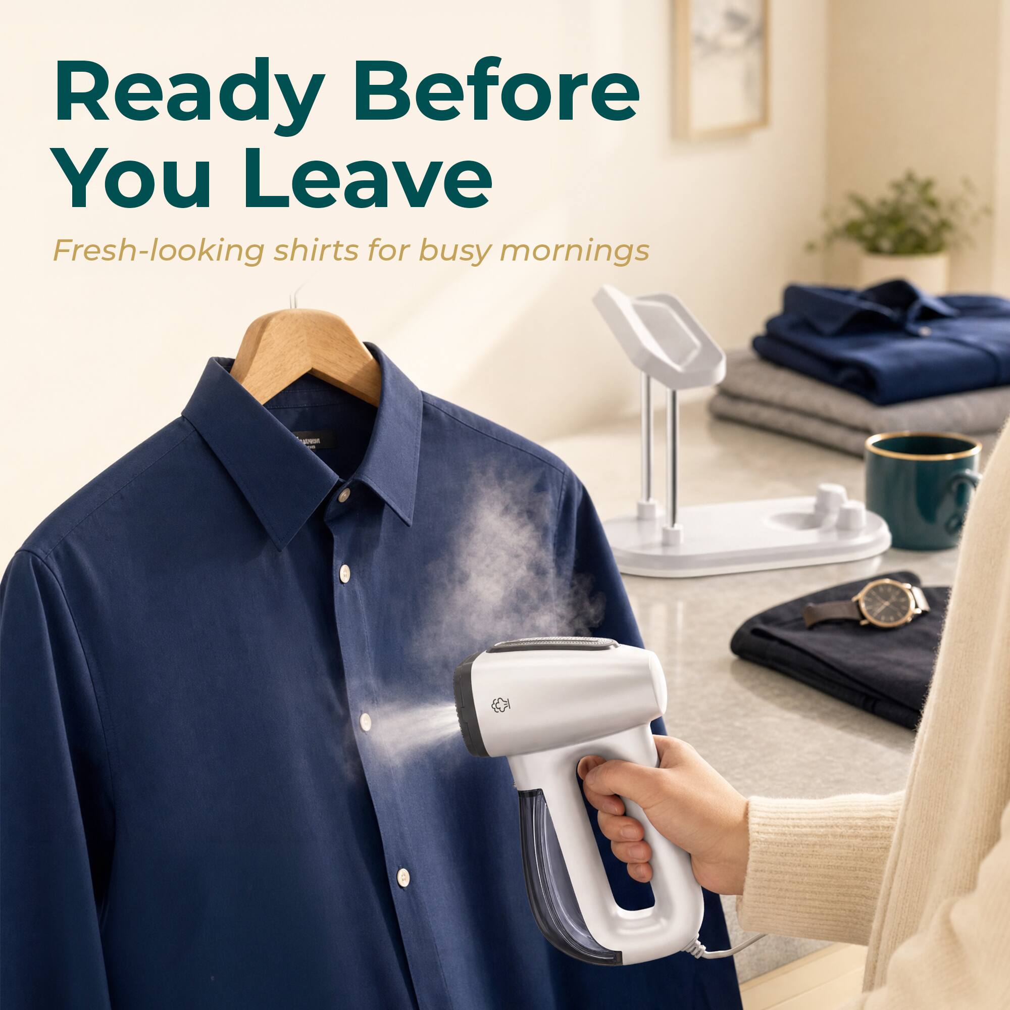 Ready Before You Leave  
Fresh-looking shirts for busy mornings
