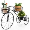 Front. Costway - Tricycle Plant Stand Flower Pot Cart Holder Parisian Style Displaying - Black.