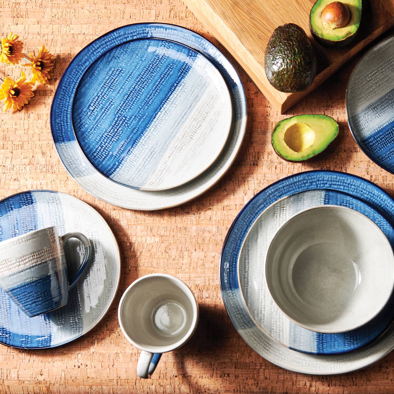 Alt View 1. Jay Import - Gaia Blue 16Pc Dinner Set - Blue.