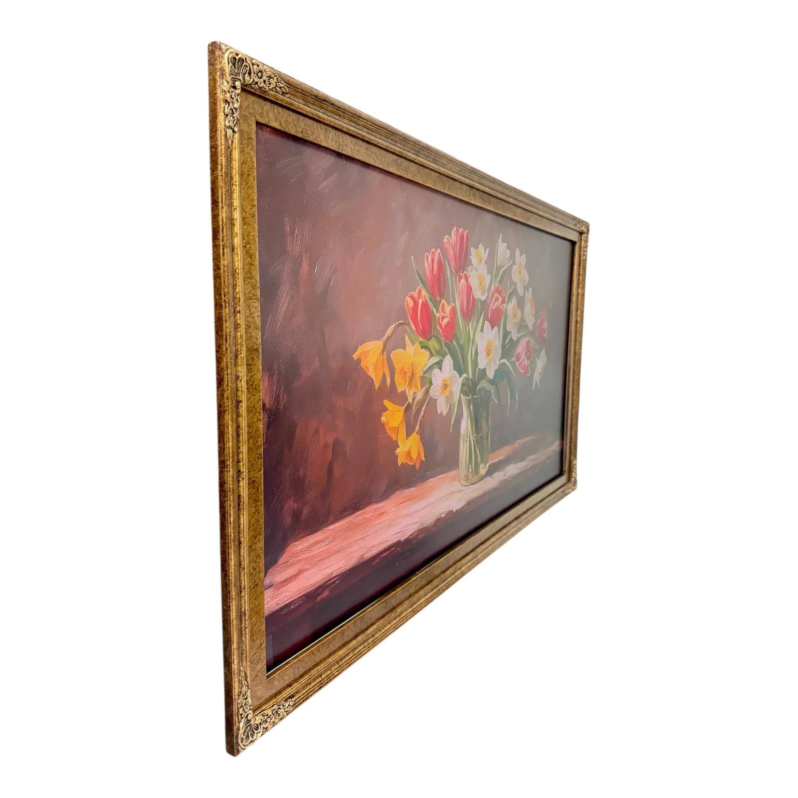 Angle. LAREDO FRAME FACTORY - 55 inch Handmade Ornate Tv Frame For TCL A300W NXTVISION Tv - MARBLE GOLD.