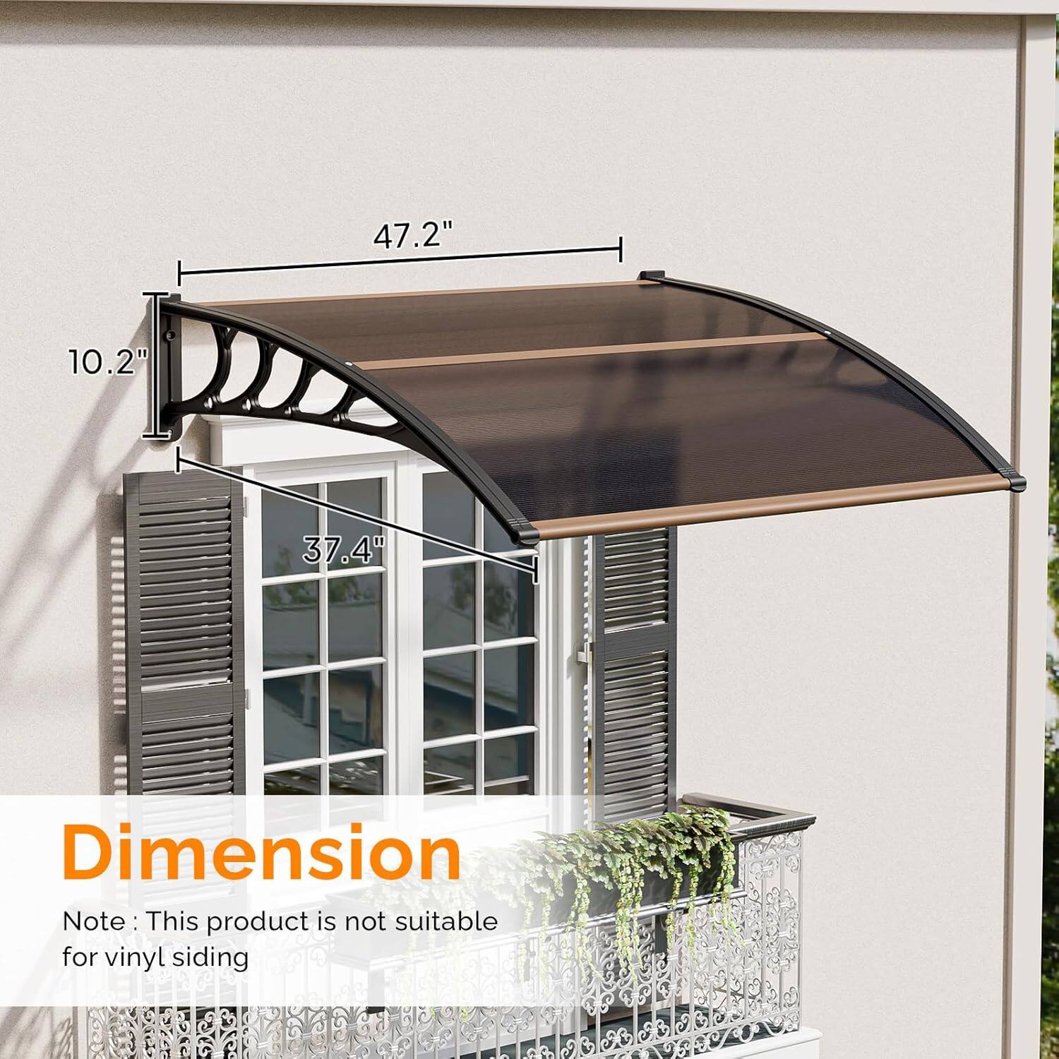 47.2" 10.2" 37.4" Dimension

Note: This product is not suitable for vinyl siding