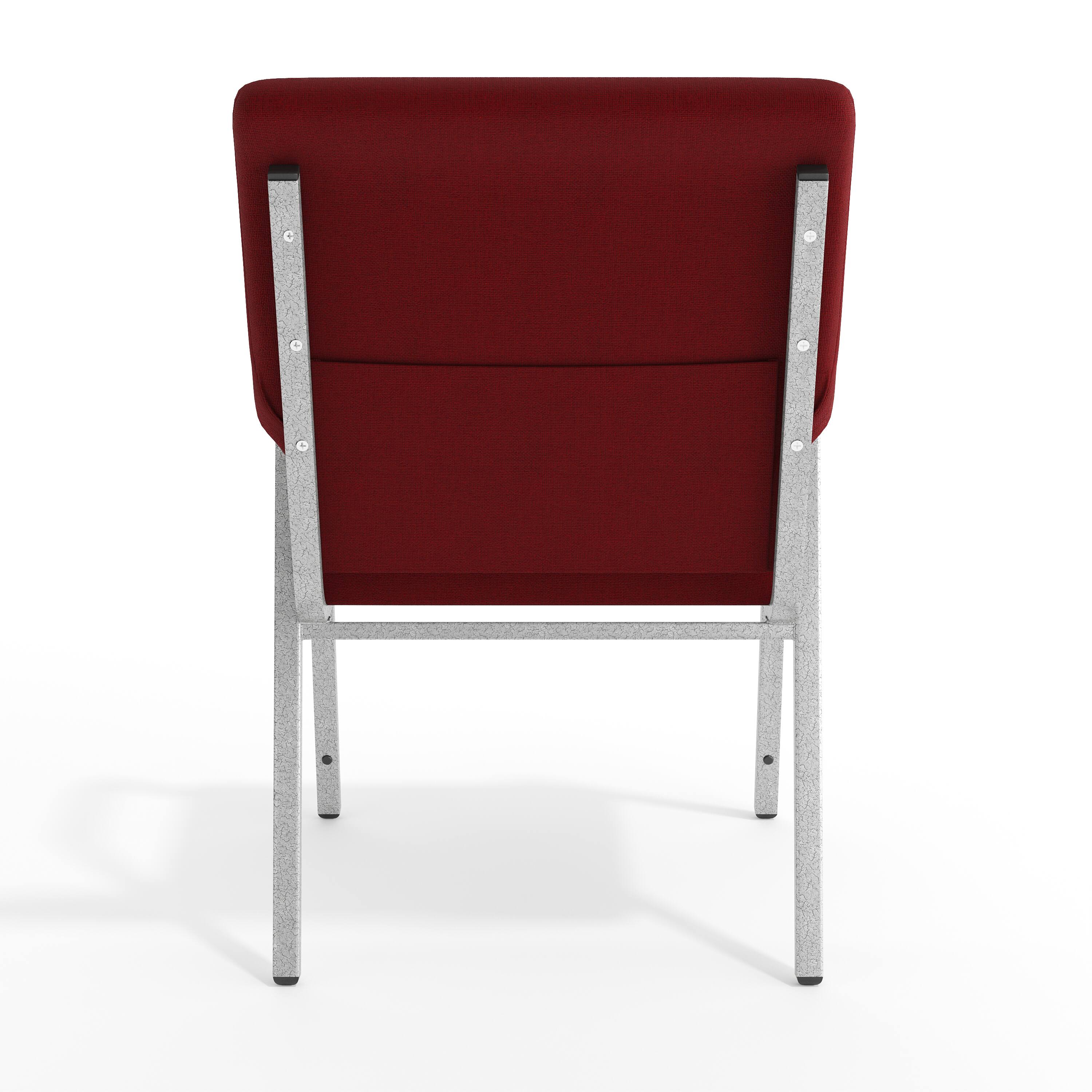 Alt View 7. Emma + Oliver - 21" Stackable Church Chair with Arms - Burgundy Fabric/Silver Vein Frame.