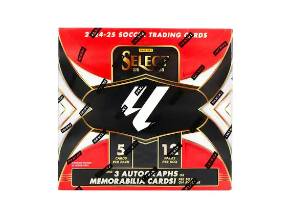 24-25 SOCCER TRADING CARDS
PANINI SELECT 24-25
2 PANINI
5 CARDS PER PACK
12 PACKS PER BOX
3 AUTOGRAPHS OR MEMORABILIA CARDS!
ON AVERAGE PER BOX