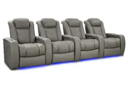 Valencia Theater Seating - Valencia Tuscany XL Ultimate Luxury, Row of 4, Premium Semi-Aniline Italian Nappa Leather 20000 Home Theater Seating - Boulder Grey - Angle_Zoom