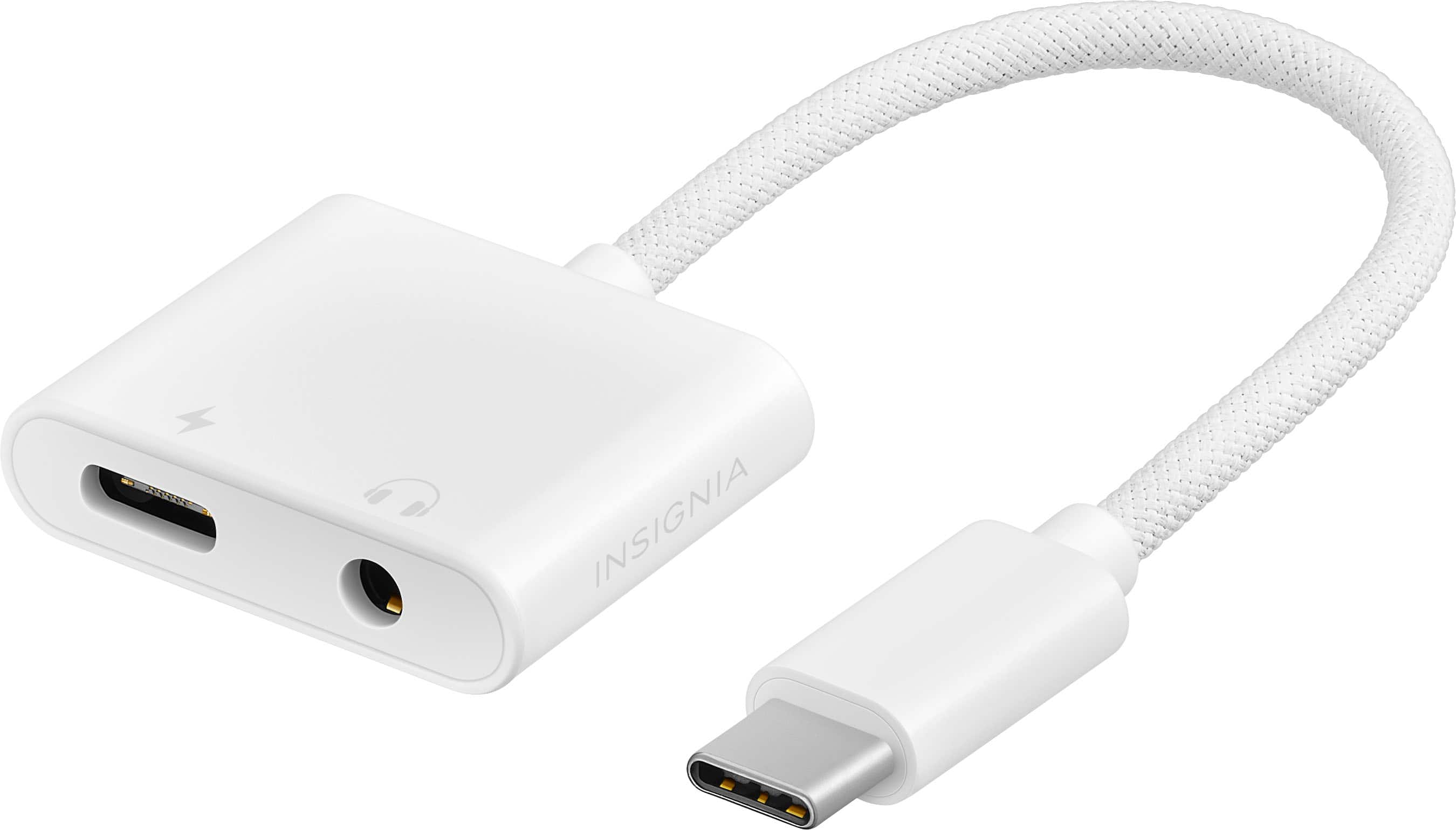 Insignia™ - USB-C to 3.5 mm Audio Adapter with Charging - White