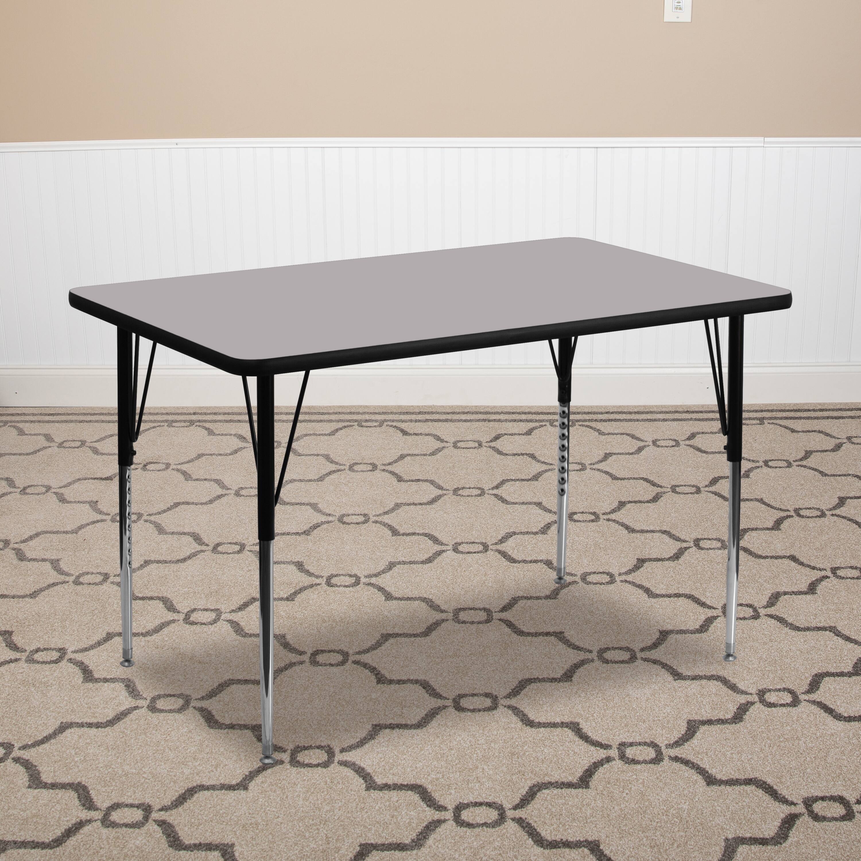 Alt View 1. Emma + Oliver - 24x48 Rectangle Laminate Adjustable Activity Table - Gray.