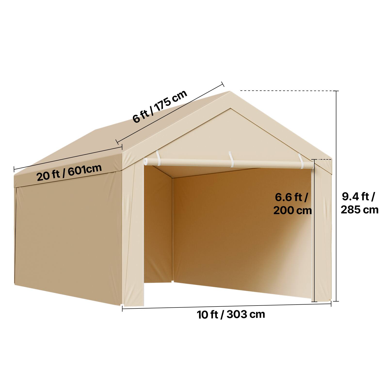 - 20 ft / 601 cm
- 6 ft / 175 cm
- 6.6 ft / 200 cm
- 9.4 ft / 285 cm
- 10 ft / 303 cm