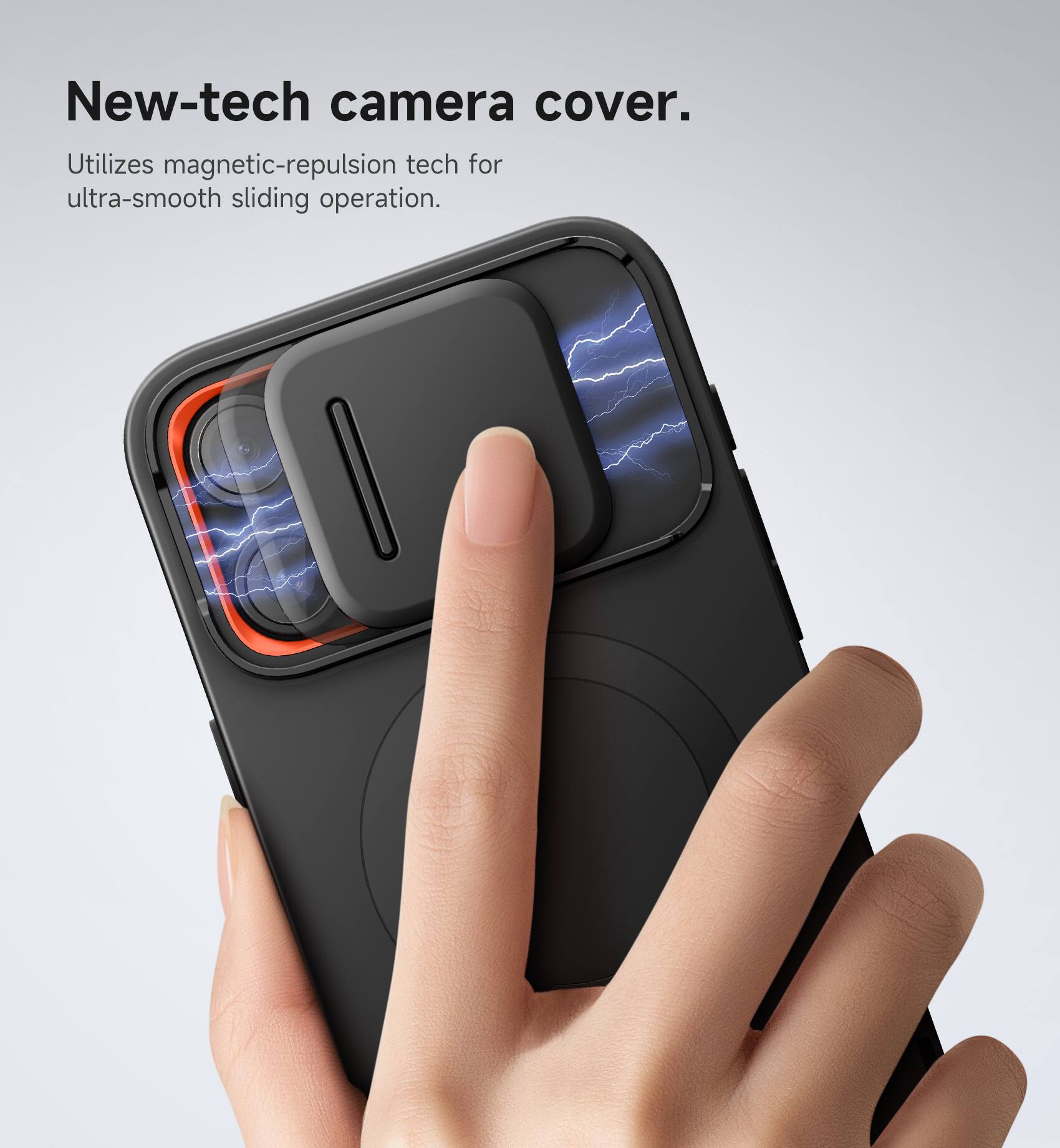 New-tech camera cover.  
Utilizes magnetic-repulsion tech for ultra-smooth sliding operation.