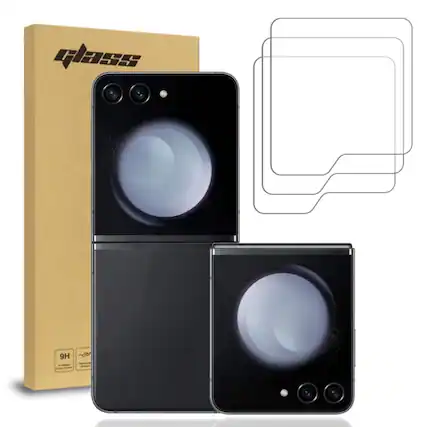 Front. RomeTech - Samsung Galaxy Z Flip 5 (3 Per Pack) 2.5D Glass Screen Protector - Transparent.