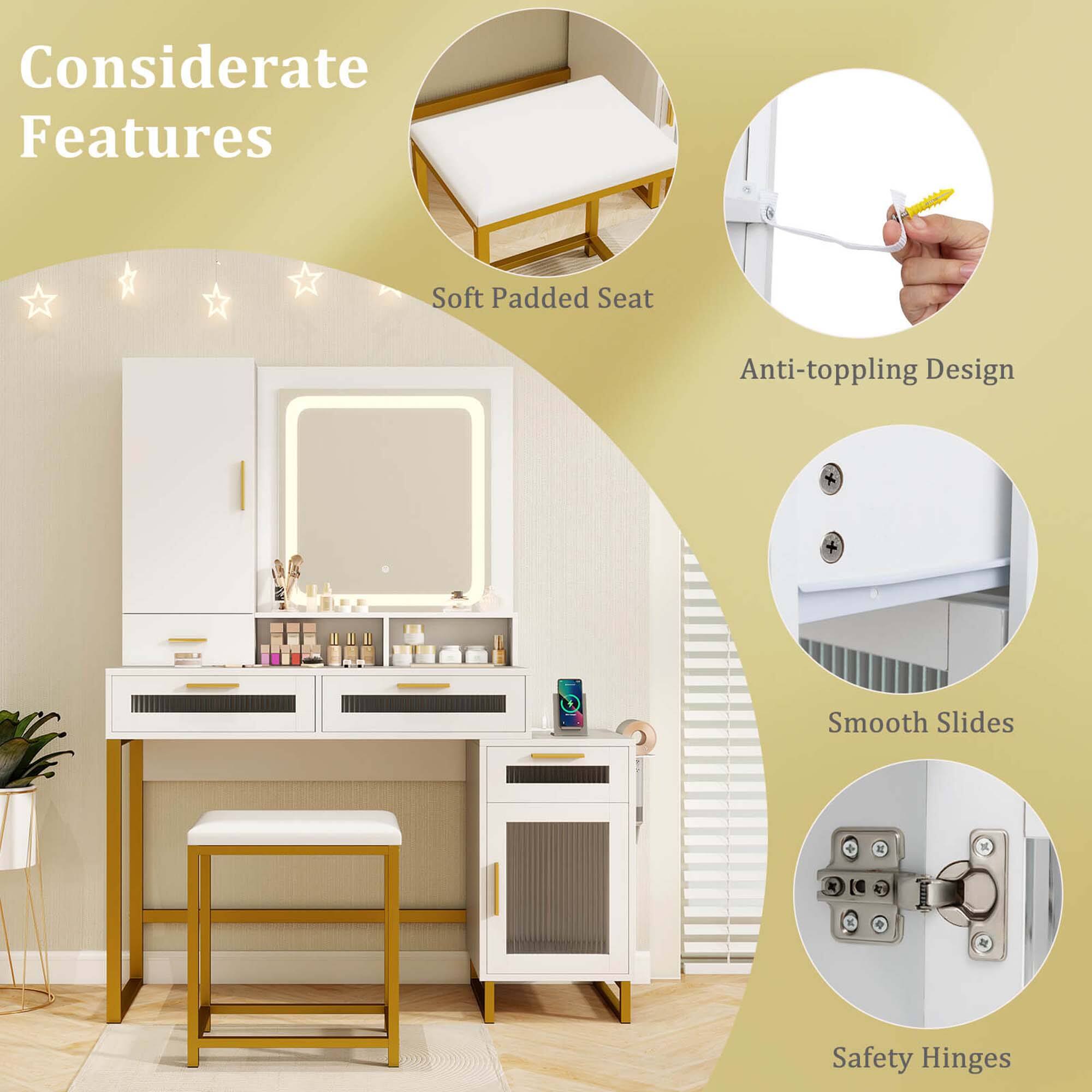 Considerate Features

- Soft Padded Seat
- Anti-toppling Design
- Smooth Slides
- Safety Hinges