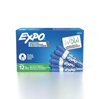 Expo
Easily Erases
Efface Facilement
Se Borra con Facilidad
Bullet Round Bala
CONT. CT
12 PCAS
Dry Erase Markers
Marqueurs Effaçables
Marcadores Borrables
E2003A
WOW
EXPO