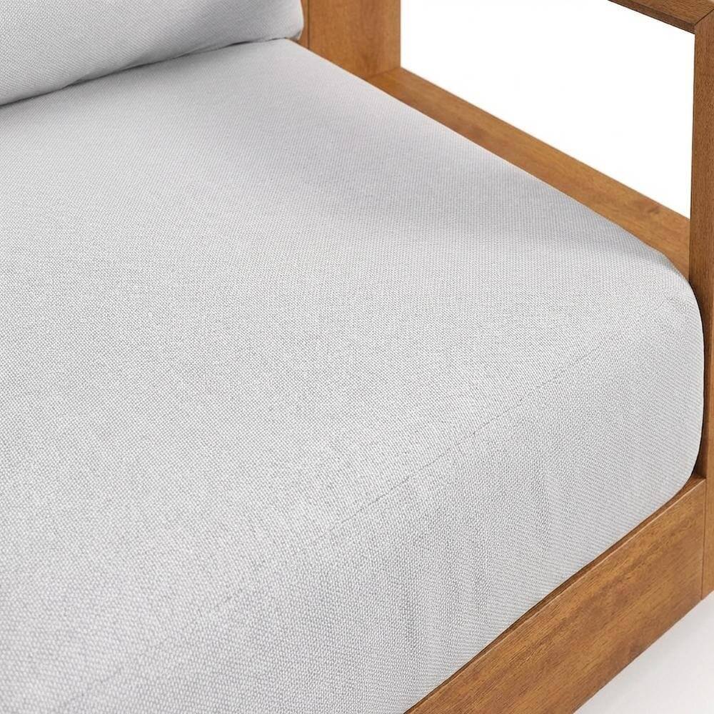 Alt View 1. Outdoor Escape - Outdoor Patio Acacia Wood Chair With Armrests And Comfortable Backrest - Gray.