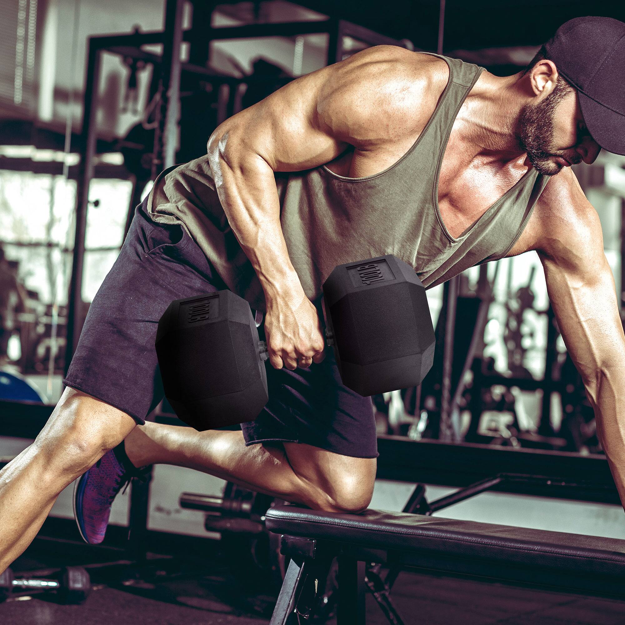 Alt View 2. Signature Fitness - Signature Fitness Hex Single Dumbbell Weight Training Workout Equipment, 100 lb - Black.