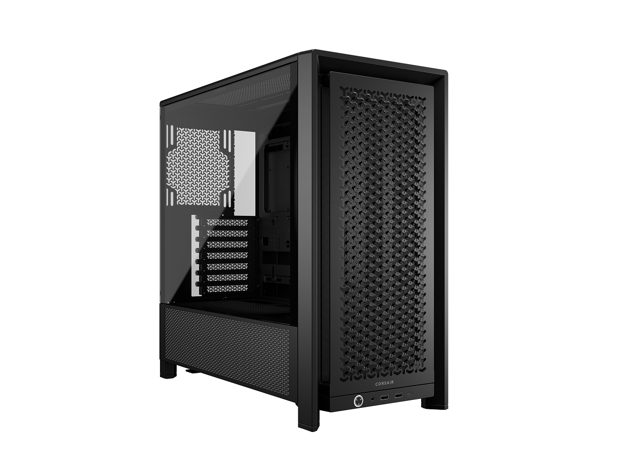 Front. CORSAIR - Corsair Frame 4000D Black Steel / Tempered Glass ATX Mid Tower Computer Case - Black.