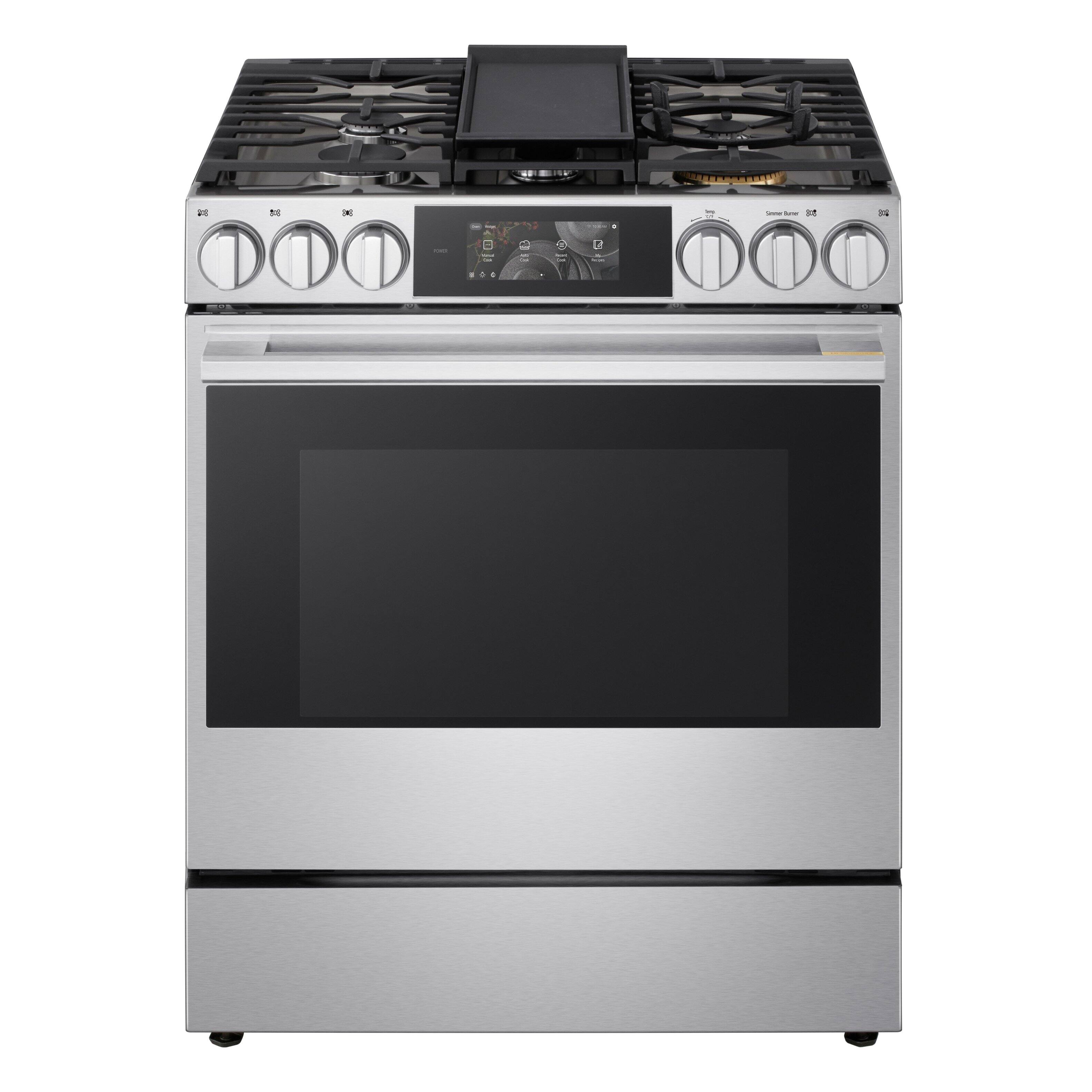 Alt View 6. LG - SIGNATURE 6.3 Cu. Ft. Slide-In Gas True Convection Range with EasyClean, Color LCD Display and Smart AI Gourmet Camera - PrintProof Stainless Steel.
