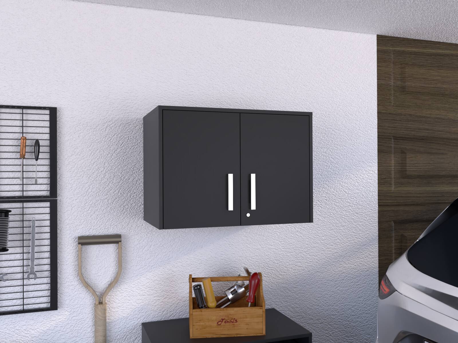 Front. APRILSOUL - Sturdy Locker with 3 Interior Shelves Metal Hardware Padlock and Key for Secure Storage - Black.