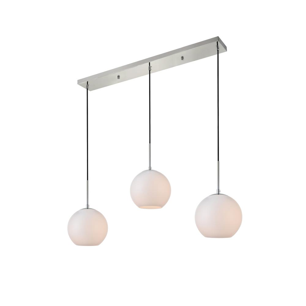 Alt View 2. Living District - Baxter 3 Lights Chrome Pendant With Frosted White Glass - Chrome And Frosted White.