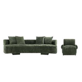 Manhattan Comfort - Verandah Mid-Century Modern 2-Piece Sofa Set - Olive Green