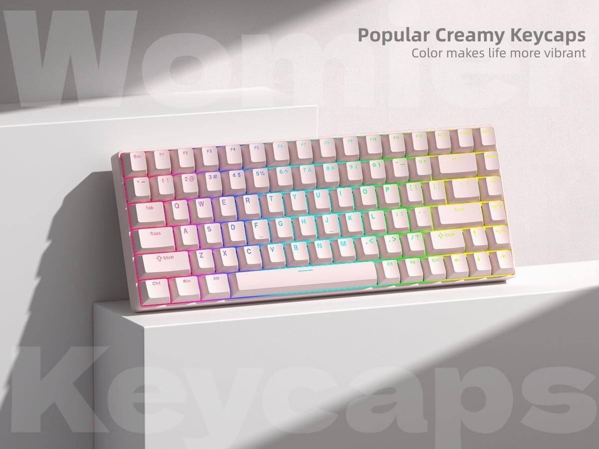 Popular Creamy Keycaps  
Color makes life more vibrant  

Esc F1 F2 F3 F4 F5 F6 F7 F8 F9 F10 F11 F12  
1! 2@ 3# 4$ 5% 6^ 7& 8* 9( 0) -_ =+  
Tab Q W E R T Y U I O P  
Caps A S D F G H J K L ;: ' "  
Shift Z X C V B N M ,< .> /?  
Ctrl Fn Win Alt
