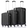 Front. Winado - 20"/24"/28" 3 Piece Trolley Carry On ABS Luggage Lightweight Hardside Suitcase Set Spinner Wheels & TSA Lock for Travel - Black.