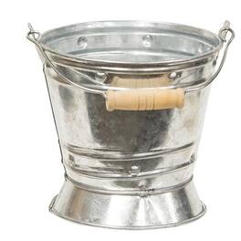BreeBe - Galvanized Tin Pail w/Handle - Silver