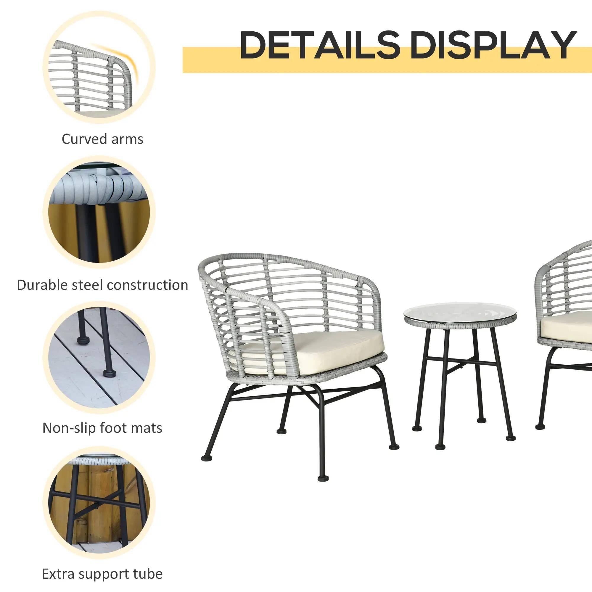 DETAILS DISPLAY

Curved arms
Durable steel construction
Non-slip foot mats
Extra support tube