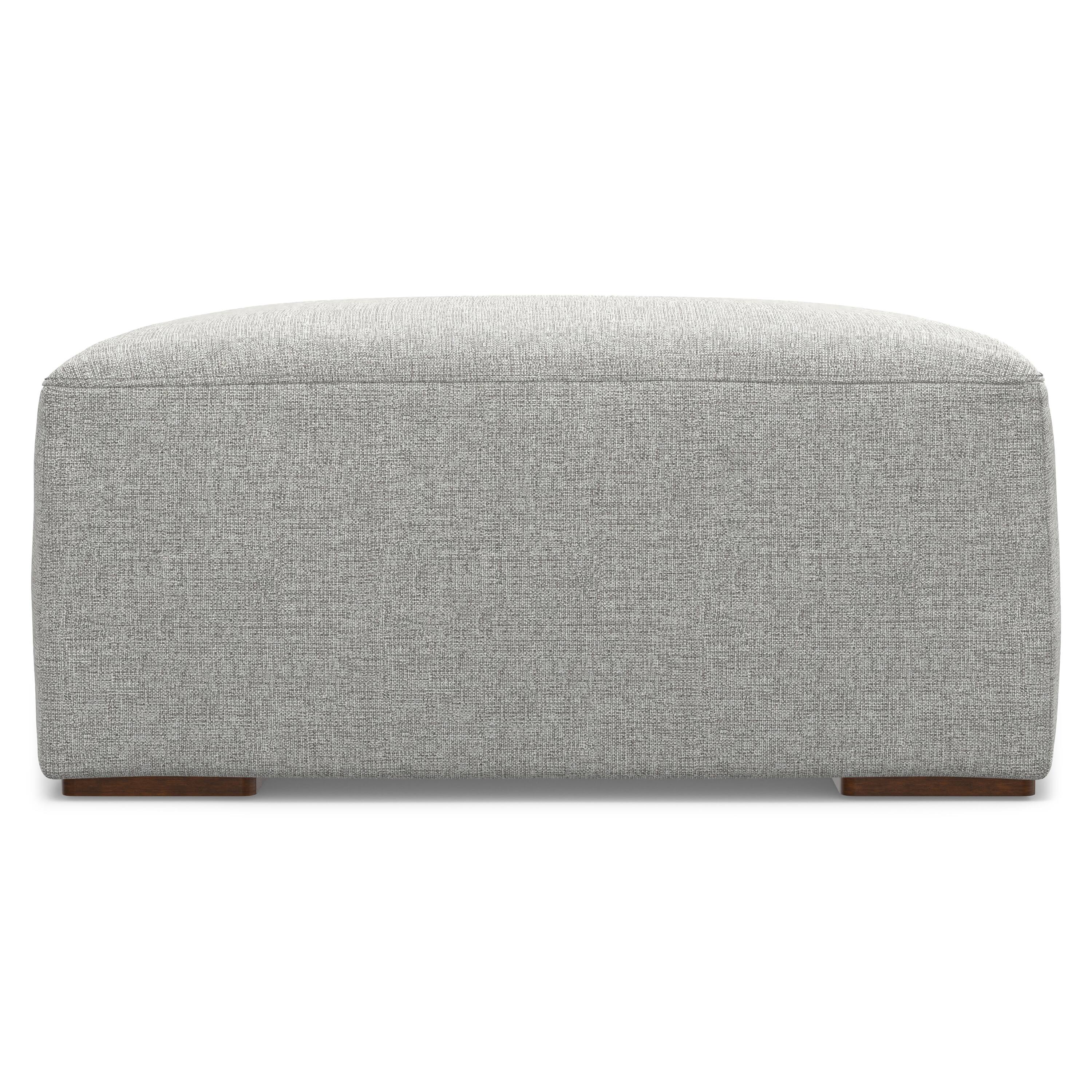 Alt View 1. Simpli Home - Rex Ottoman in Tightly Woven Performance Fabric - Pale Grey.
